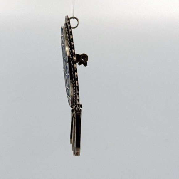 Estate Mexican Sterling Silver 925 Azurite Malachite Inlay Brooch Pin Pendant 15 - Picture 4 of 8